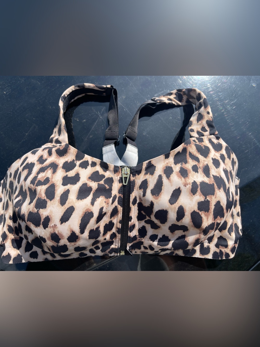 Victoria's Secret Leopard Print Zip-Front Bag - Beige & Black